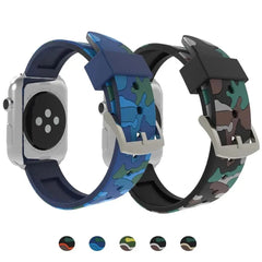 Camouflage Silicone Apple Watch Bands - 5 color options 38mm - 49mm -