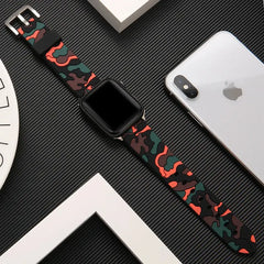 Camouflage Silicone Apple Watch Bands - 5 color options 38mm - 49mm -