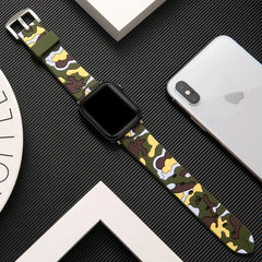 Camouflage Silicone Apple Watch Bands - 5 color options 38mm - 49mm -