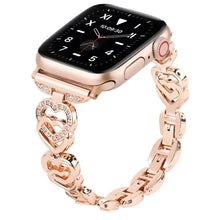 Load image into Gallery viewer, Diamond Heart Stainless Steel Metal Apple Watch Band - 7 Color Options - 38mm - 49mm Axios Bands