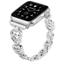 Load image into Gallery viewer, Diamond Heart Stainless Steel Metal Apple Watch Band - 7 Color Options - 38mm - 49mm Axios Bands