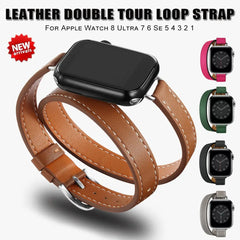 Double Wrap Leather Apple Watch Bands - 15 color options 38mm - 49mm -
