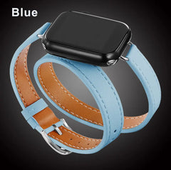 Double Wrap Leather Apple Watch Bands - 15 color options 38mm - 49mm -