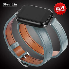 Double Wrap Leather Apple Watch Bands - 15 color options 38mm - 49mm -