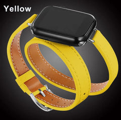 Double Wrap Leather Apple Watch Bands - 15 color options 38mm - 49mm -