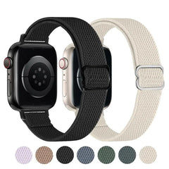 Slim Elastic Nylon Fabric Apple Watch Bands - 7 color options 38mm - 49mm -