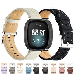 Leather Fitbit Band For Versa 3 / 4 - Sense 1 / 2 (10 color options) -