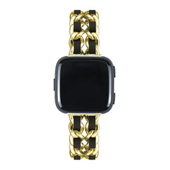 Leather & Steel Fitbit Band For Versa, Versa 2, Versa Lite - 15 color options -