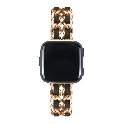 Leather & Steel Fitbit Band For Versa, Versa 2, Versa Lite - 15 color options -