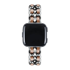 Leather & Steel Fitbit Band For Versa, Versa 2, Versa Lite - 15 color options -