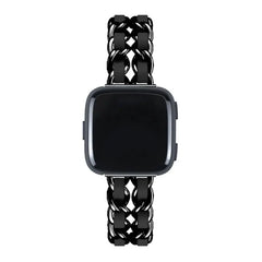 Leather & Steel Fitbit Band For Versa, Versa 2, Versa Lite - 15 color options -