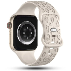 Leopard Engraved Silicone Apple Watch Bands - 15 color options 38mm - 49mm -