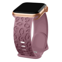 Leopard Engraved Silicone Apple Watch Bands - 15 color options 38mm - 49mm -