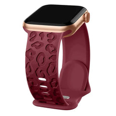 Leopard Engraved Silicone Apple Watch Bands - 15 color options 38mm - 49mm -