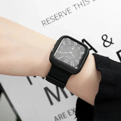 Magnetic TPU Case + Silicone Strap for Apple Watch Band 38mm to 44mm - 14 Colors -