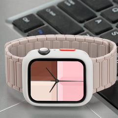 Magnetic TPU Case + Silicone Strap for Apple Watch Band 38mm to 44mm - 14 Colors -