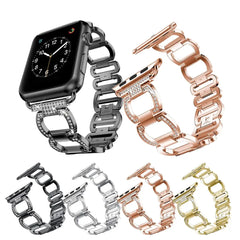 Metal Diamond Stainless Steel Loop Apple Watch Band - 4 Color Options 38mm - 49mm -