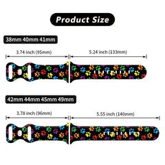 Silicone Dog Paw Print Apple Watch Band - 8 color options 38mm- 49mm -