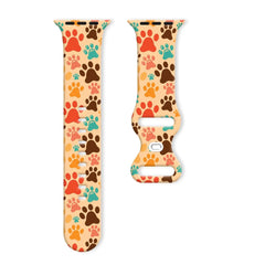 Silicone Dog Paw Print Apple Watch Band - 8 color options 38mm- 49mm -