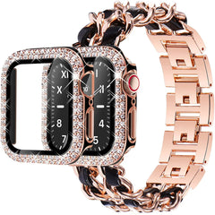 Stainless Steel Metal & Leather Apple Watch Bands + CASE - 6 color options 38mm - 45mm -