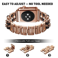 Stainless Steel Metal & Leather Apple Watch Bands + CASE - 6 color options 38mm - 45mm -