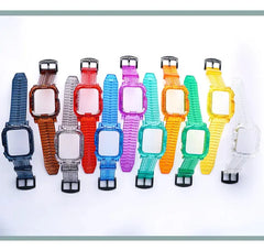 Transparent Silicone Case + Strap for Apple Watch Band - 26 Colors -