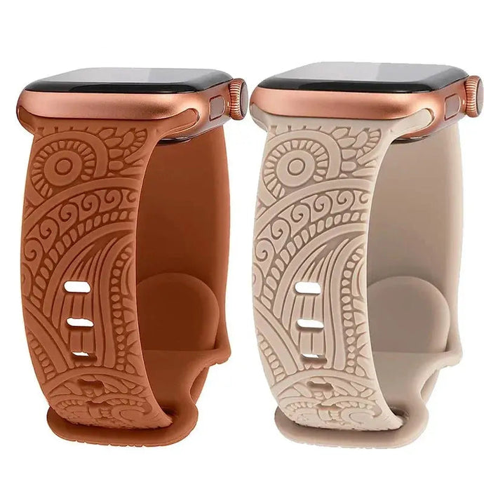 Boho Engraved Silicone Strap for Apple Watch Band 38mm to 49mm - 28 Colors Axios Bands