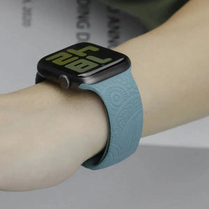 Boho Engraved Silicone Strap for Apple Watch Band 38mm to 49mm - 28 Colors Axios Bands