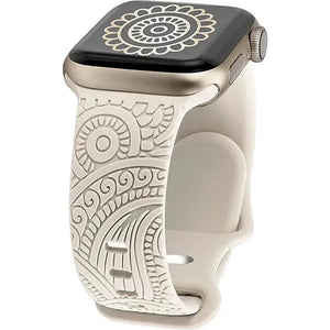 Boho Engraved Silicone Strap for Apple Watch Band 38mm to 49mm - 28 Colors Axios Bands