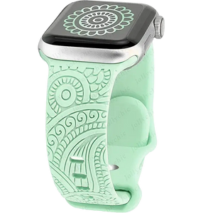 Boho Engraved Silicone Strap for Apple Watch Band 38mm to 49mm - 28 Colors Axios Bands