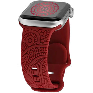 Boho Engraved Silicone Strap for Apple Watch Band 38mm to 49mm - 28 Colors Axios Bands