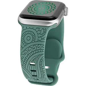 Boho Engraved Silicone Strap for Apple Watch Band 38mm to 49mm - 28 Colors Axios Bands