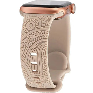 Boho Engraved Silicone Strap for Apple Watch Band 38mm to 49mm - 28 Colors Axios Bands