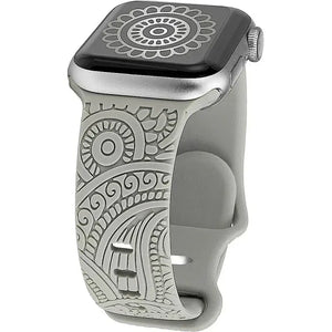 Boho Engraved Silicone Strap for Apple Watch Band 38mm to 49mm - 28 Colors Axios Bands