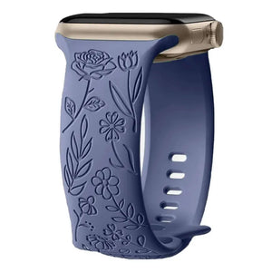 Boho Engraved Silicone Strap for Apple Watch Band 38mm to 49mm - 28 Colors Axios Bands
