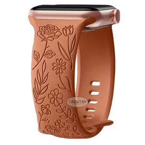 Boho Engraved Silicone Strap for Apple Watch Band 38mm to 49mm - 28 Colors Axios Bands