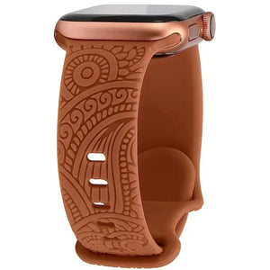 Boho Engraved Silicone Strap for Apple Watch Band 38mm to 49mm - 28 Colors Axios Bands