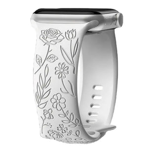 Boho Engraved Silicone Strap for Apple Watch Band 38mm to 49mm - 28 Colors Axios Bands