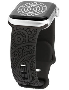 Boho Engraved Silicone Strap for Apple Watch Band 38mm to 49mm - 28 Colors Axios Bands