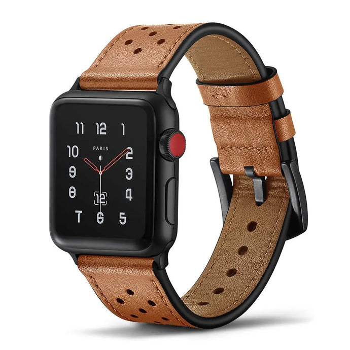 Breathable Leather Apple Watch Bands - 4 color options 38mm - 49mm Axios Bands