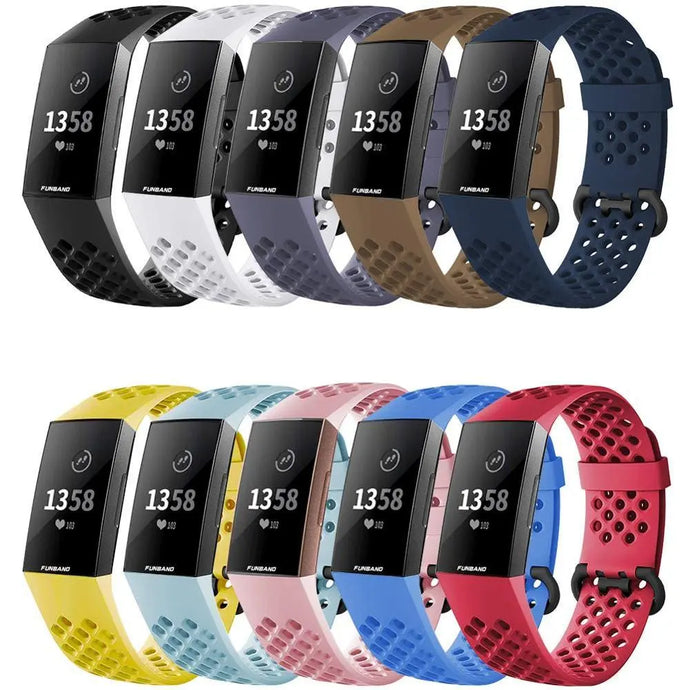 Breathable Silicone Fitbit Band For Charge 3 & 4 - 13 color options Axios Bands