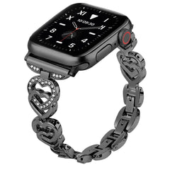 Diamond Heart Stainless Steel Metal Apple Watch Band - 7 Color Options - 38mm - 49mm - 