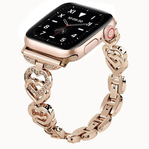 Diamond Heart Stainless Steel Metal Apple Watch Band - 7 Color Options - 38mm - 49mm Axios Bands