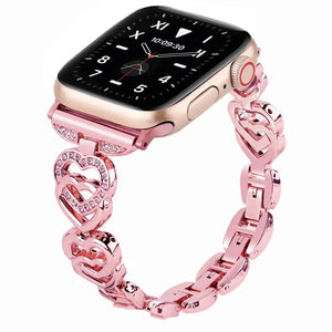 Diamond Heart Stainless Steel Metal Apple Watch Band - 7 Color Options - 38mm - 49mm Axios Bands