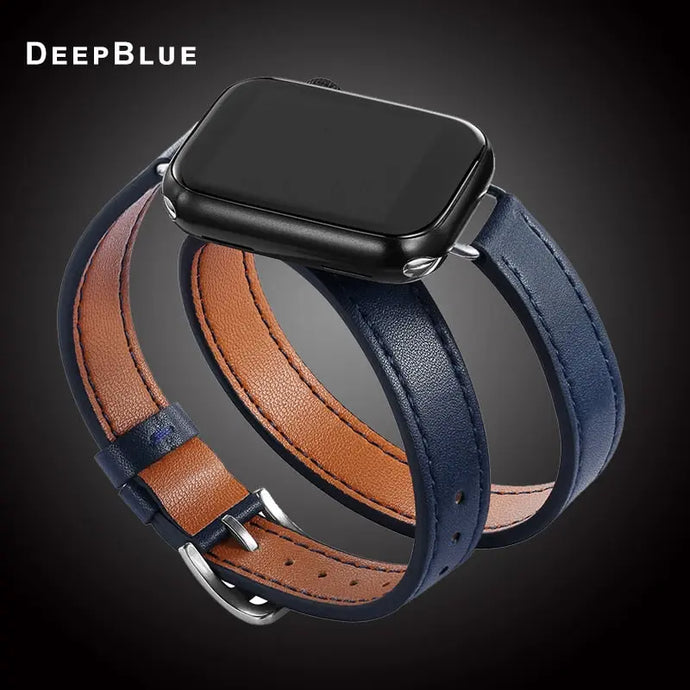 Double Wrap Leather Apple Watch Bands - 15 color options 38mm - 49mm Axios Bands