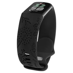 Floral Engraved Silicone Band for Fitbit Charge 5 & 6 - 10 Color Options - 