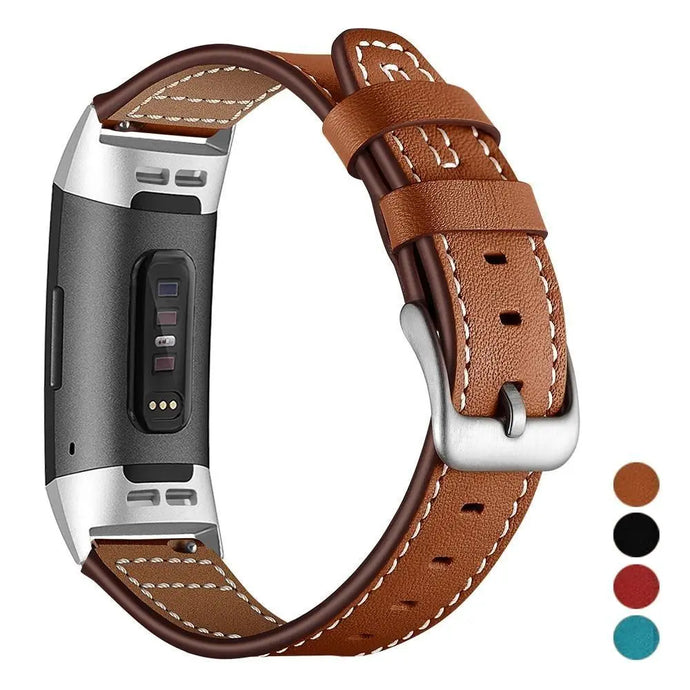 Leather Fitbit Band For Charge 3 & 4 - 4 color options Axios Bands