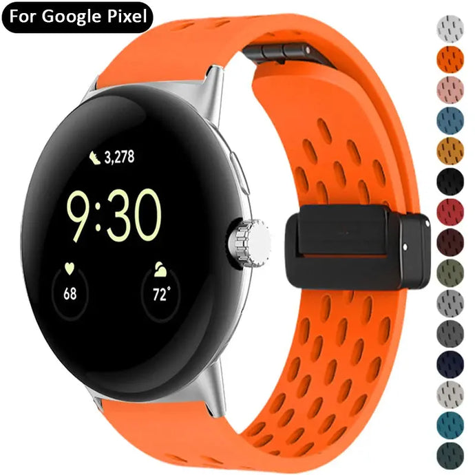 Magnetic Silicone Sport Band for Google Pixel Watch 2 - 18 colors Axios Bands