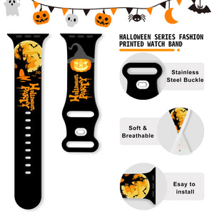 Halloween Printed Silicone Apple Watch Band - 5 Color Options 38mm - 49mm