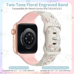 Engraved Silicone Apple Watch Bands - 10 color options 38mm - 49mm